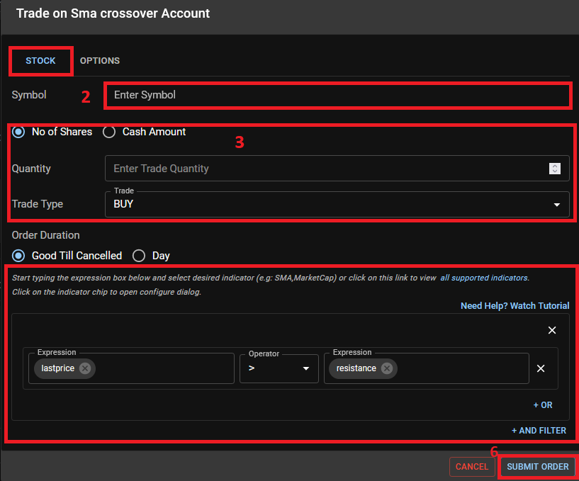 Setting Up an Algorithmic Trading Order