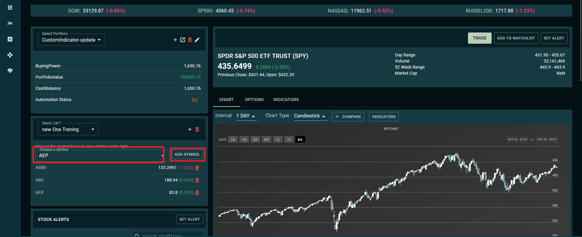 Adding a symbol to an Investfly watch list
