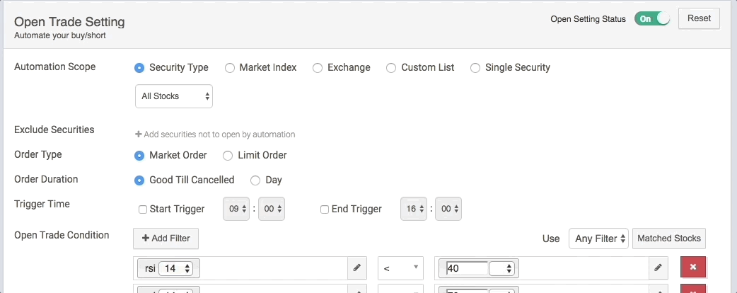 Exchange Automation Scope in Investfly
